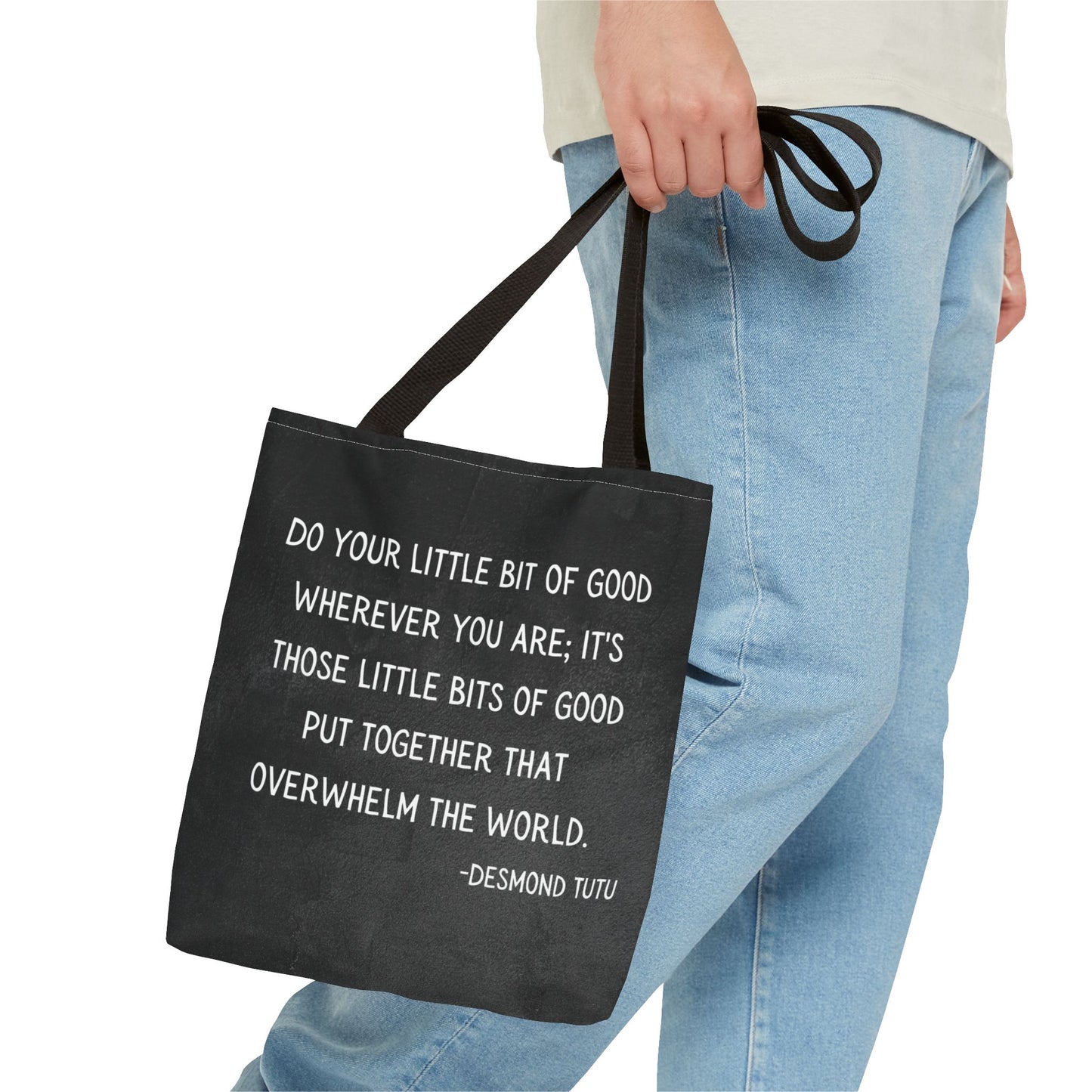 Inspirational Tote Bag, Eco-Friendly Shopping Bag, Gift for Activists, Motivational Carry-All, Peace and Love Bag, Desmond Tutu Quote