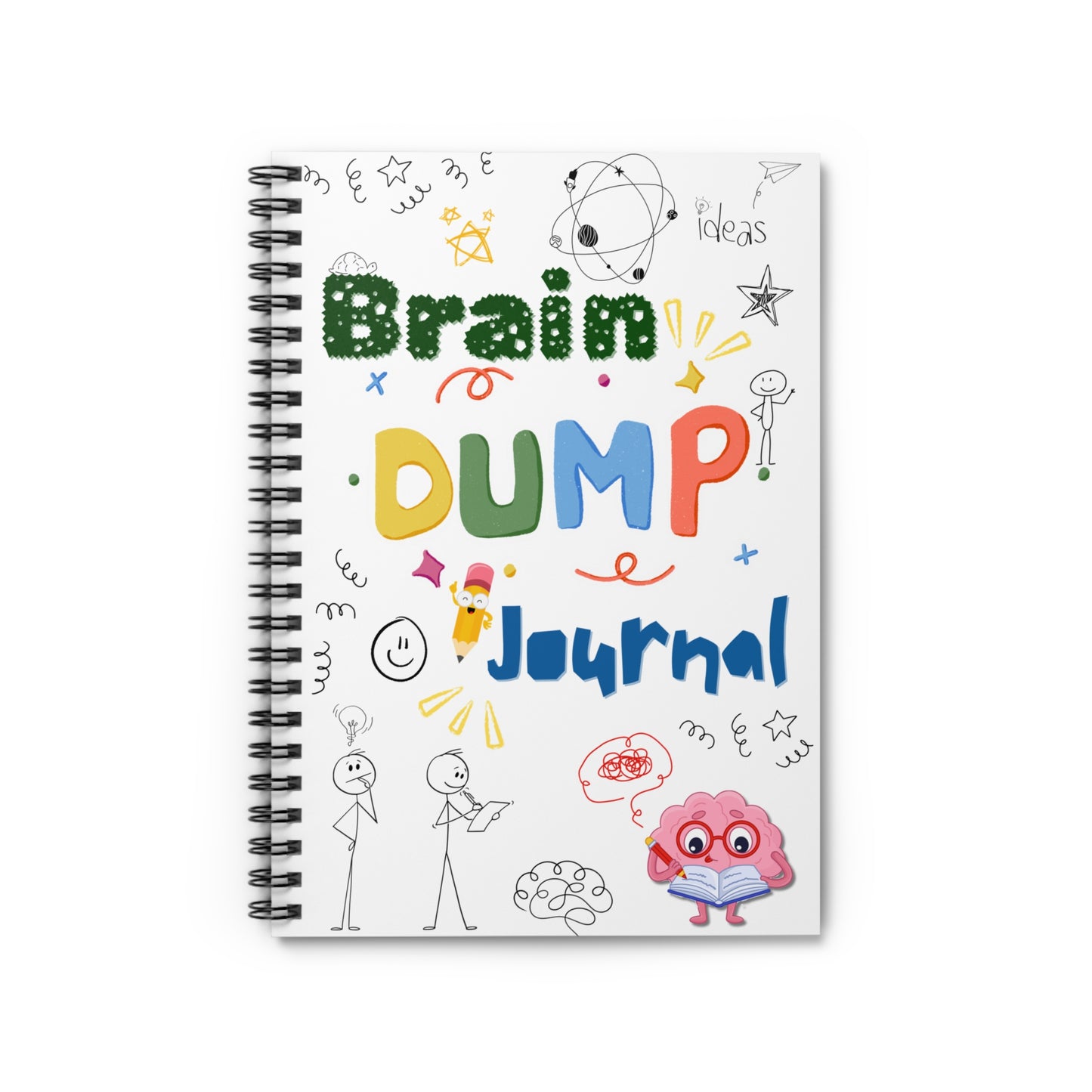 Brain Dump Spiral Notebook - Fun Journal for Ideas, Creativity, Kids, Students, Gifts, School