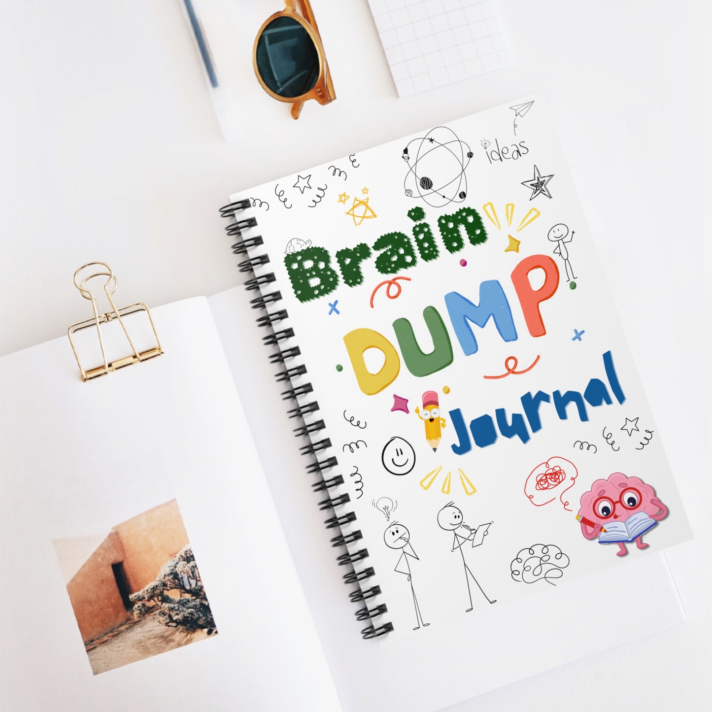 Brain Dump Spiral Notebook - Fun Journal for Ideas, Creativity, Kids, Students, Gifts, School