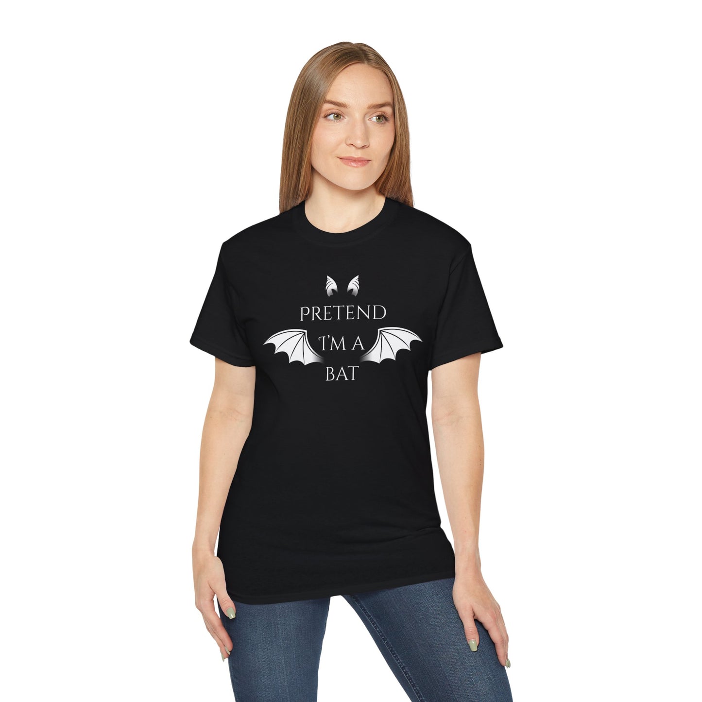 Unisex Bat-Themed Tee, Halloween Shirt, Gifting for Spooky Lovers, Casual Wear, Pretend I'm a Bat T-Shirt