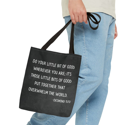Inspirational Tote Bag, Eco-Friendly Shopping Bag, Gift for Activists, Motivational Carry-All, Peace and Love Bag, Desmond Tutu Quote
