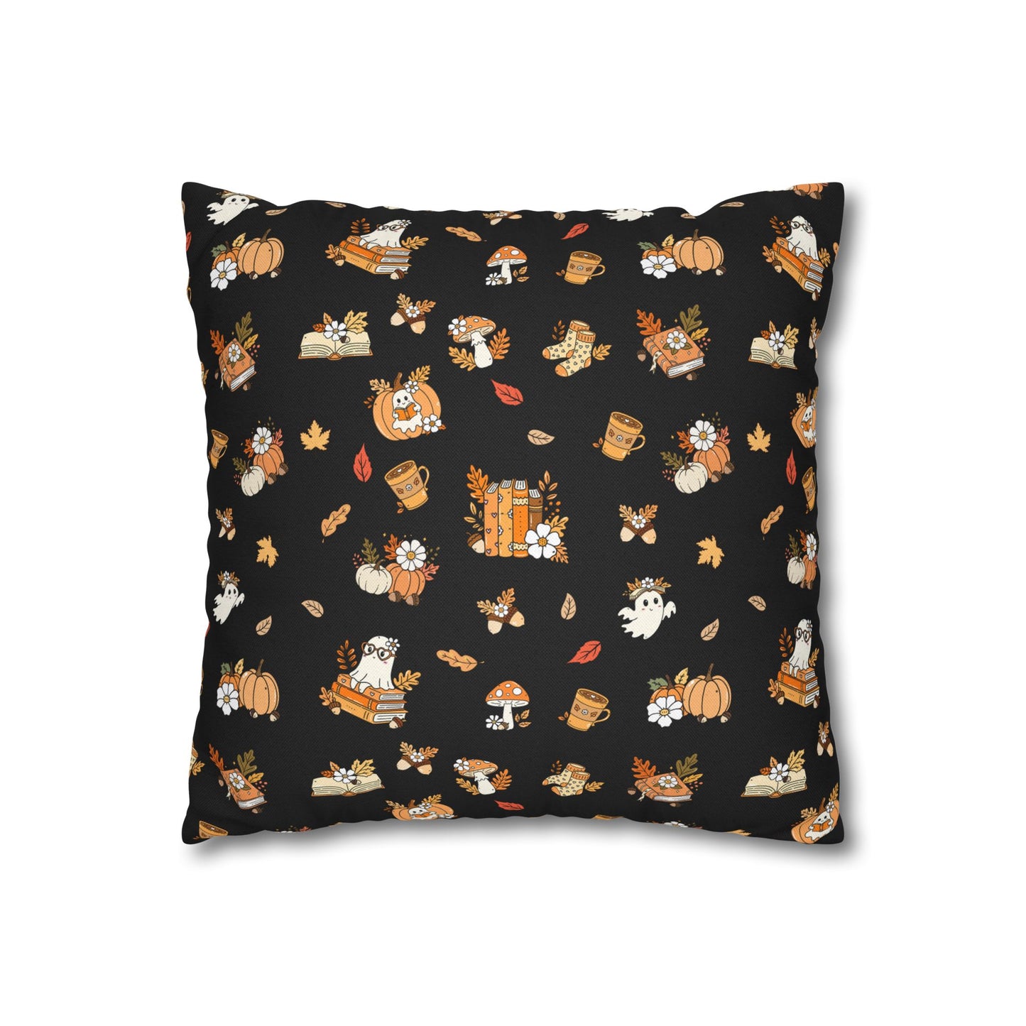 Fall-Themed Decorative Pillowcase, Cozy Home Decor, Autumn Cushion Cover, Gift, Seasonal Pillow (Black)