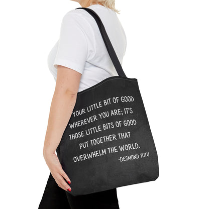Inspirational Tote Bag, Eco-Friendly Shopping Bag, Gift for Activists, Motivational Carry-All, Peace and Love Bag, Desmond Tutu Quote