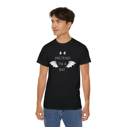 Unisex Bat-Themed Tee, Halloween Shirt, Gifting for Spooky Lovers, Casual Wear, Pretend I'm a Bat T-Shirt
