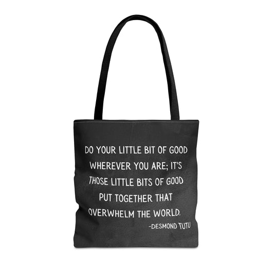 Inspirational Tote Bag, Eco-Friendly Shopping Bag, Gift for Activists, Motivational Carry-All, Peace and Love Bag, Desmond Tutu Quote
