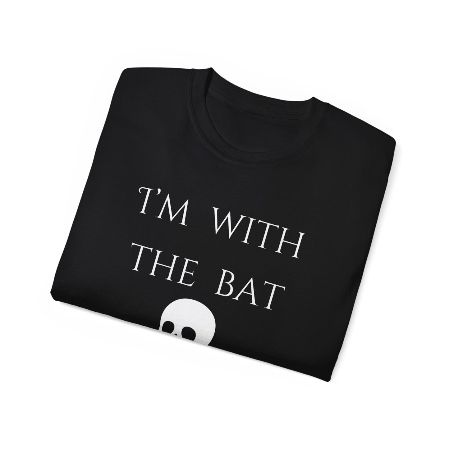 Unisex Bat-Themed Tee, Halloween Shirt, Gifting for Spooky Lovers, Casual Wear, I'm With the Bat T-Shirt