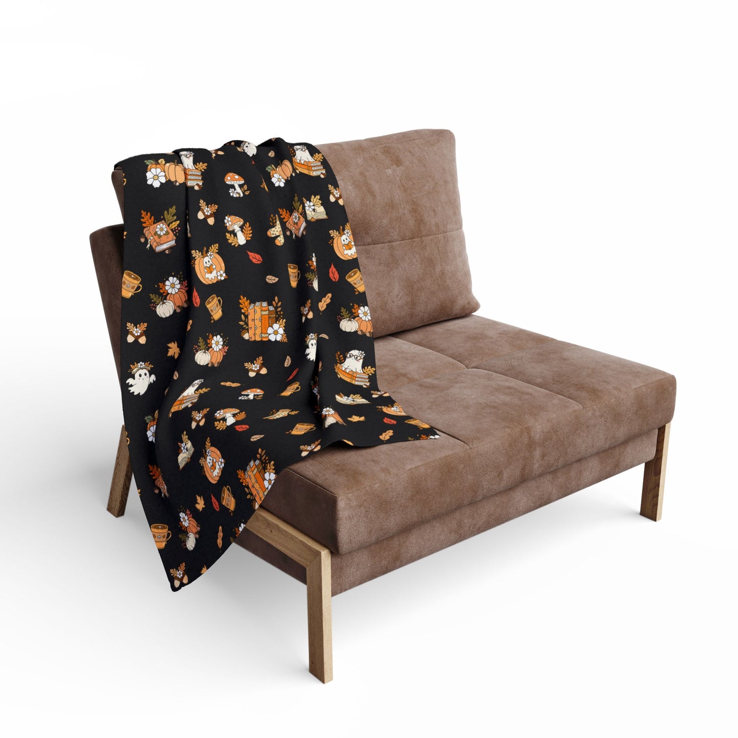 Cozy Fall Fleece Blanket, Autumn Decor Throw, Seasonal Charm for Home, Perfect for Snuggling or Gift Ideas, Halloween & Thanksgiving (Black)