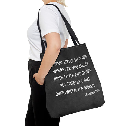 Inspirational Tote Bag, Eco-Friendly Shopping Bag, Gift for Activists, Motivational Carry-All, Peace and Love Bag, Desmond Tutu Quote
